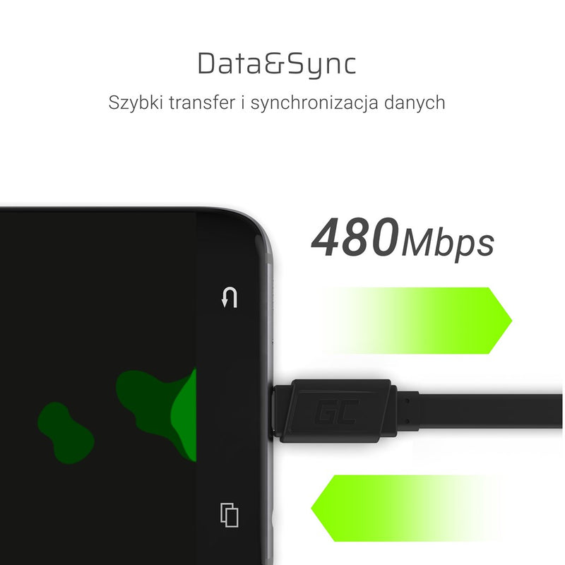 Green Cell USB-C > USB 3.0 (ST-ST) 0,25m Ladekabel Schwarz