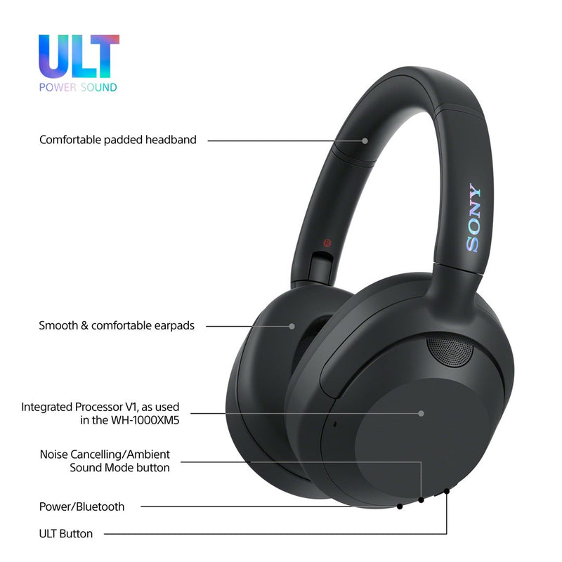 Sony ULT WEAR - Wireless Bluetooth Headphones with ULT POWER SOUND, Ultimate Deep Bass, Noise Cancelling, Clear Call Quality, Up to 30hr Battery Life,