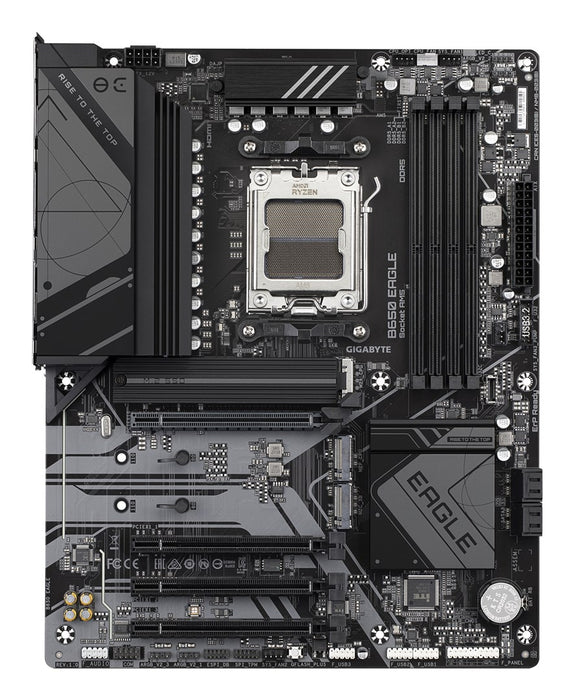 GIGABYTE B650 EAGLE Motherboard - AMD Ryzen 9000 Series CPUs, 12+2+2 Phases VRM, up to 7600MHz DDR5 (OC), 1xPCIe 5.0 + 2xPCIe 4.0 M.2, GbE LAN, USB 3.