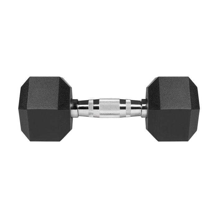REBEL ACTIVE Rubber-coated cast iron dumbbells 2x8 kg