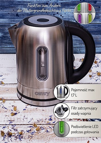 Camry CR 1253 electric kettle 1.7 L Stainless steel 2200 W