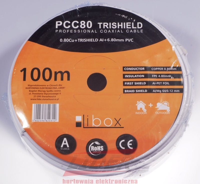 Libox Kabel koncentryczny PCC80 100m coaxial cable RG-6/U White