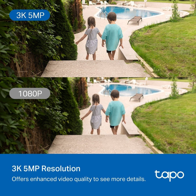 TP-Link Outdoor Pan/Tilt Security Wi-Fi Camera SPEC: 3K 5MP (2880x1620), 2.4 GHz, 2 × External Antennas, 1 × Ethernet Port, Horizontal 360o