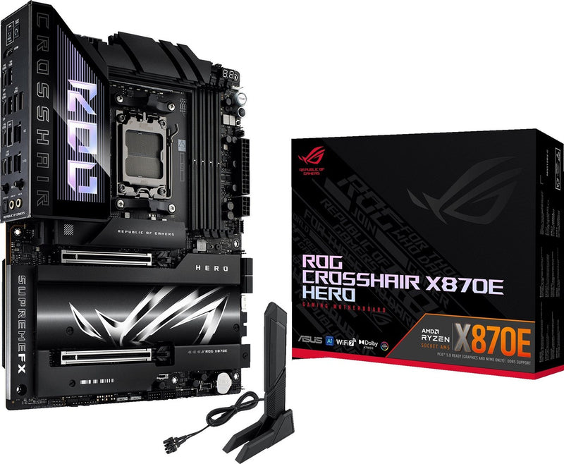 ASUS ROG CROSSHAIR X870E HERO - Motherboard - ATX - Socket AM5 - AMD X870E Chipset - USB4, USB 3.2 Gen 2, USB-C 3.2 Gen2, USB 3.2 Gen 1, USB-C 3.2 Gen