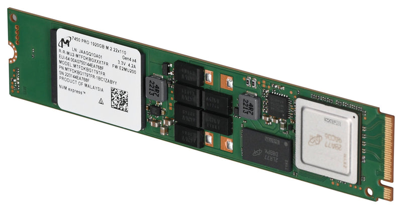Micron 7450 PRO - SSD - Enterprise, Read Intensive - 1.92 TB - internal - M.2 22110 - PCIe 4.0 x4 (NVMe) - TAA Compliant
