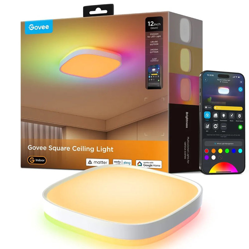 Govee 12-inch Square Smart Ceiling Light RGBWW + RGBIC H80A4