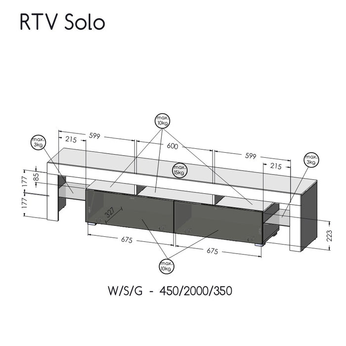 RTV SOLO cabinet 200x45x35 black/gloss white