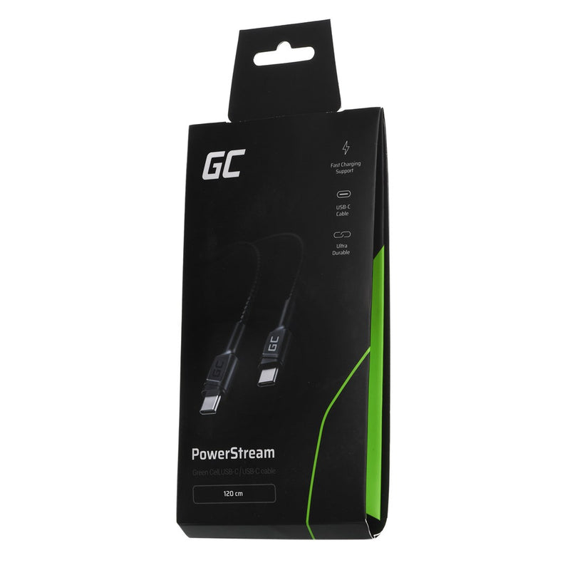 Greencell PowerStream Cable USB-C to USB-C QC 3.0 Ultra Charge 120cm