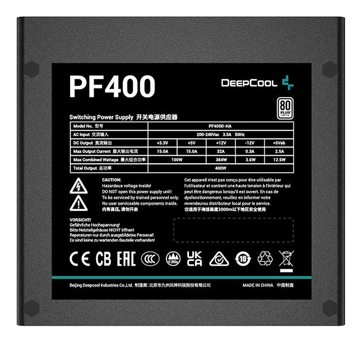 DeepCool PF400 power supply unit 400 W 20+4 pin ATX ATX Black