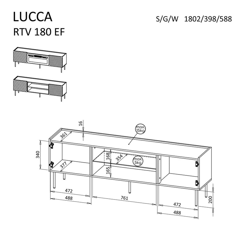 Cama EF LUCCA TV cabinet 180x40x59 cashmere