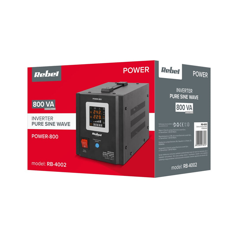 Rebel POWER-800 Emergency Power Supply – a pure sine wave inverter with a 12V charging function, 230V, 800VA/500W