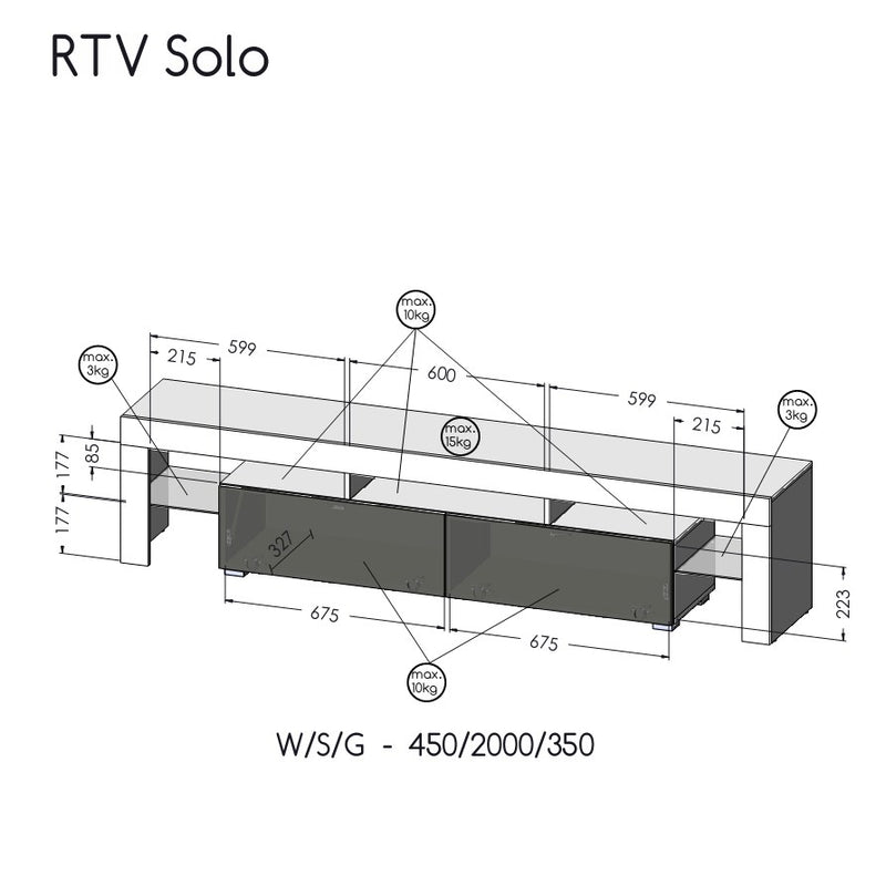 RTV SOLO cabinet 200x45x35 black/gloss white