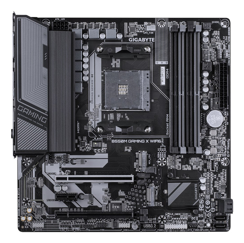 GIGABYTE B550M GAMING X WIFI6 Motherboard - AMD Ryzen 5000 CPUs, 5+3 Phases VRM, up to 3200MHz DDR4, 1xPCIe 4.0 + 1xPCIe 3.0 M.2, Wi-Fi 6, 1GbE LAN, U