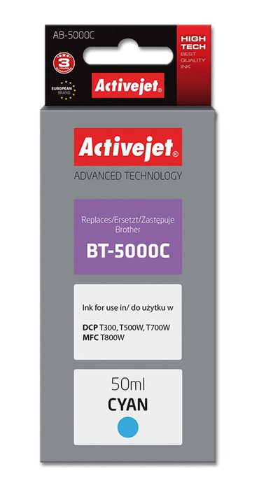 Activejet AB-5000C Ink Bottle (Replacement for Brother BT-5000C; Supreme; 50 ml; cyan)