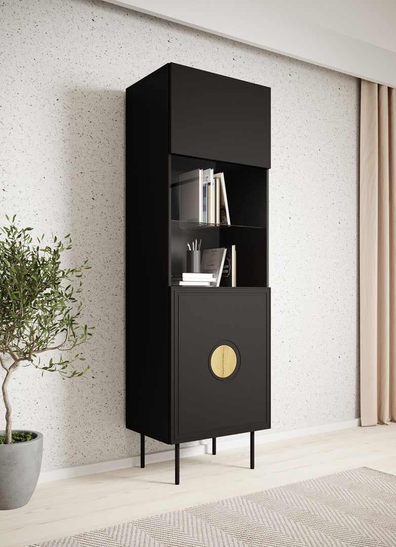 Display case PALAZZO 60x42x190 black + oak craft