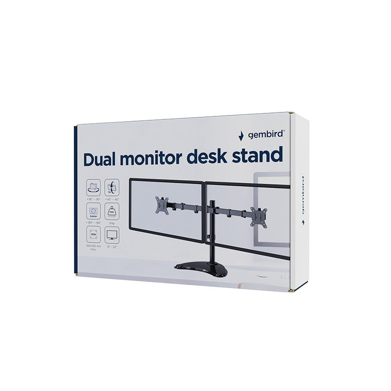 Gembird MS-D2ST-02 Monitor desk stand (rotate, tilt, swivel), 13”-32”, black