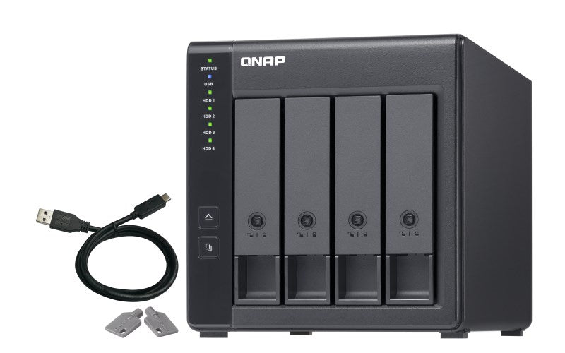 QNAP TR-004 - Festplatten-Array - 0 TB - 4 Einschübe (SATA-300) - USB 3.2 Gen 1 (extern)