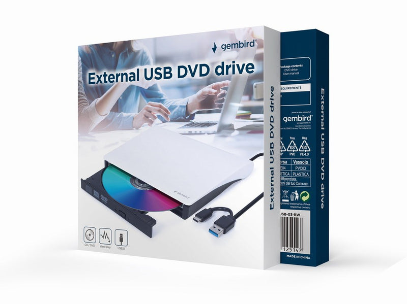 Gembird DVD-USB-031-BW External USB DVD drive, black-white