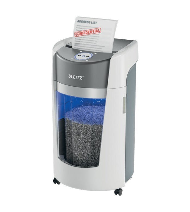 LEITZ Shredder IQ OptiMax Office 35 L, P-5, 2x15 shreds, Automatic Start/Stop, Reverse function, Rotating container - 33% larger capacity for shreds.