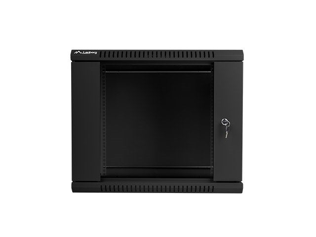 Lanberg wall-mounted installation rack cabinet 19'' 9U 600x600mm black (glass door)