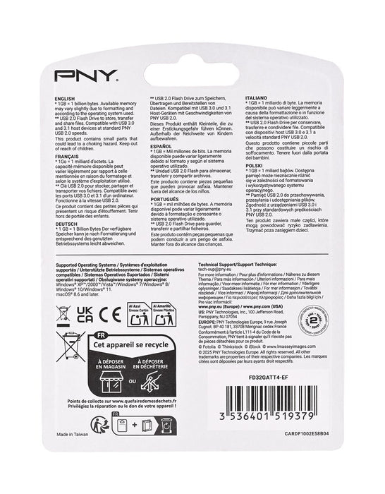 PNY Attach  4 2.0 32GB USB flash drive USB Type-A Black