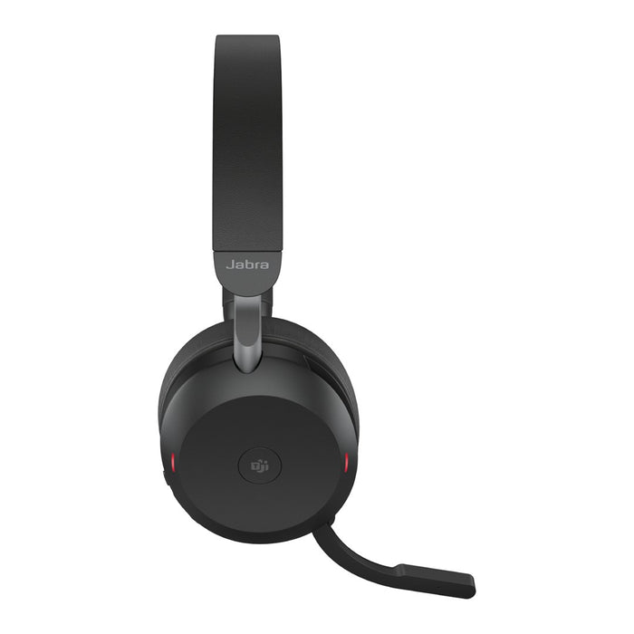 Jabra Evolve2 75 - Headset - on-ear - Bluetooth - wireless - active noise cancelling - USB-A - noise isolating - black - with charging stand - Certifi