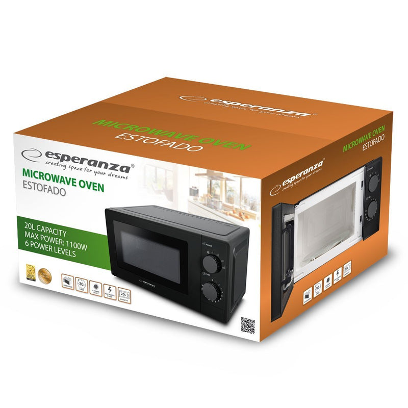 Esperanza ESTOFADO Black Solo microwave Countertop 20 L 700 W
