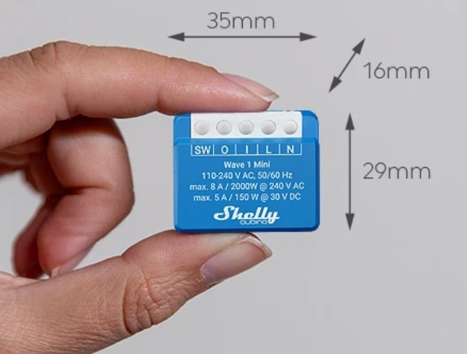 Shelly Qubino Wave 1 Mini LR Smart switch Z-Wave Blue