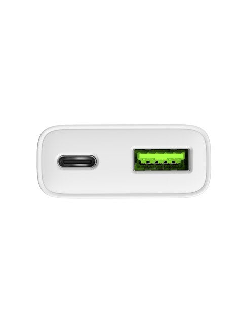NATEC RIBERA GAN SLIM MAINS CHARGER 1× USB-A + 1× USB-C 20W WHITE