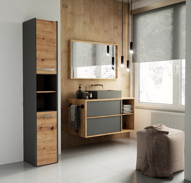 Meuble de rangement pour salle de bain Topeshop S30 ANTRACITE/ARTISAN