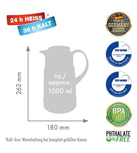 ROTPUNKT Thermos jug, 1.0 l, ristretto (black)