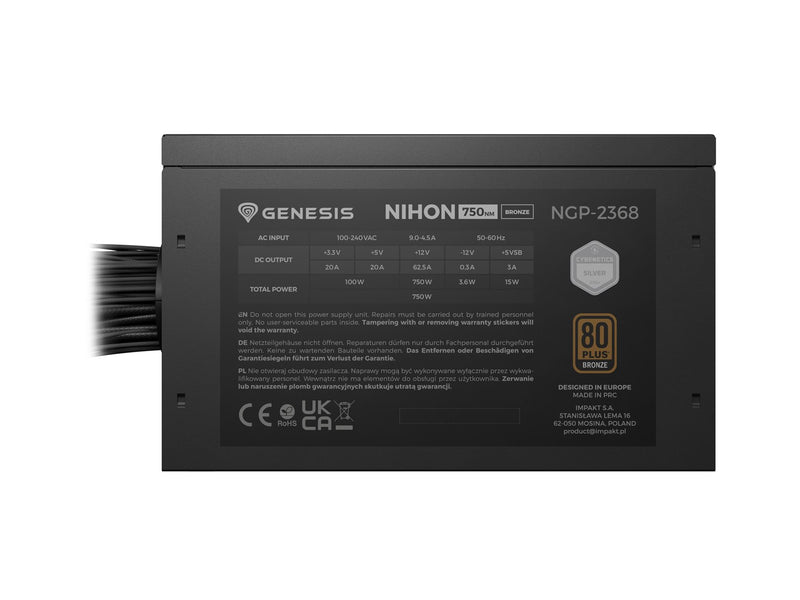 GENESIS Nihon 750NM power supply unit 750 W 20+4 pin ATX ATX Black