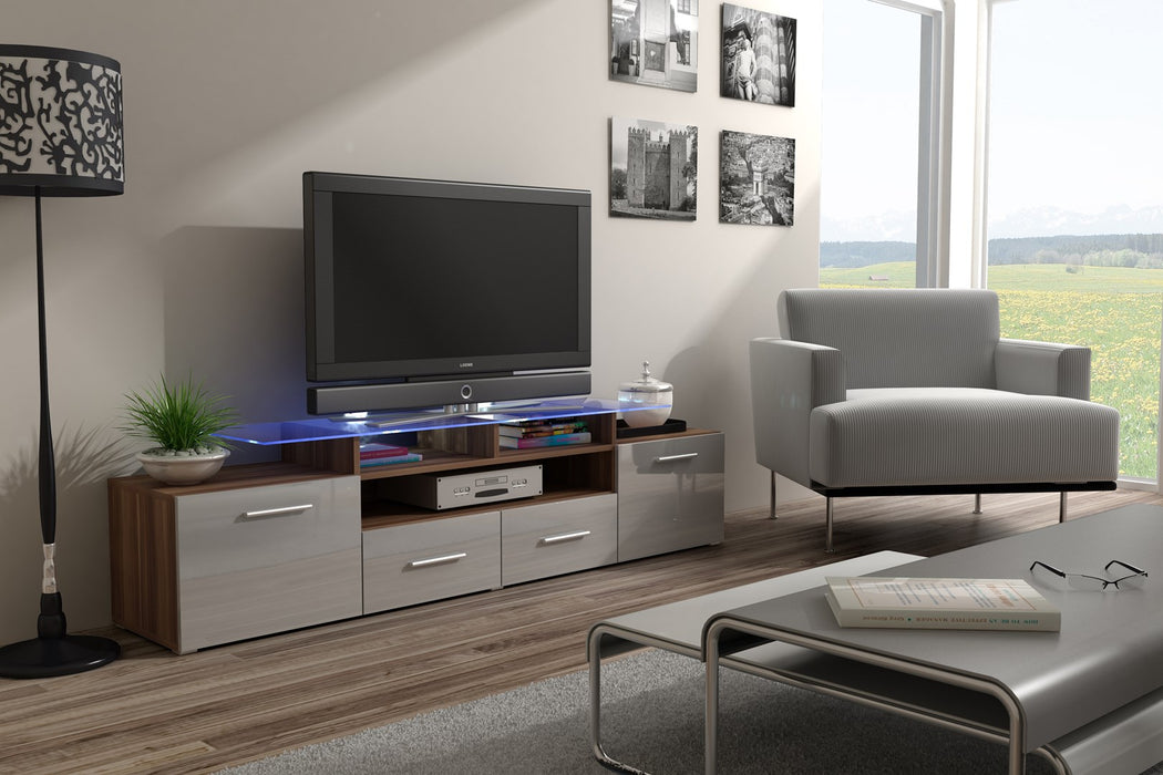 Cama TV stand EVORA 200 plum tree/grey gloss