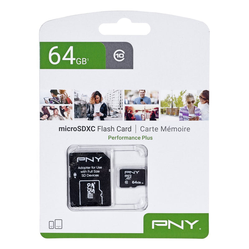 PNY Performance Plus - Flash memory card - 64 GB - Class 10 - microSDXC