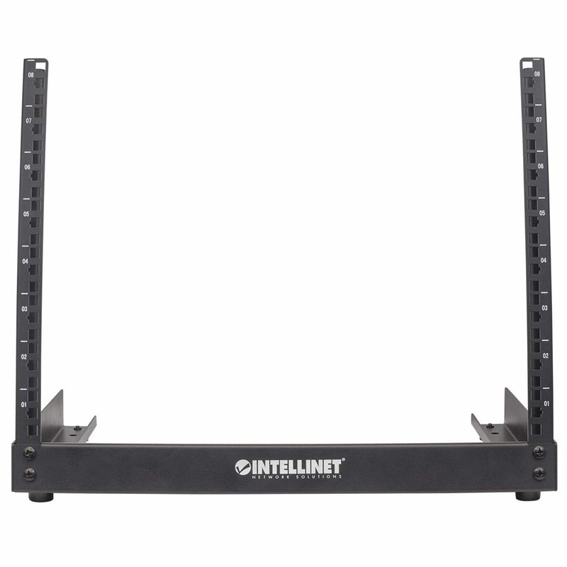 Intellinet Network Rack, Open Frame (Desktop), 8U, Flatpack, Black, 19", Three Year Warranty