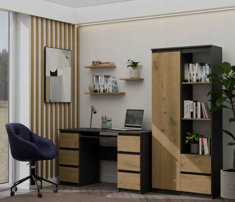 Topeshop RS-80 BILY ANTHRACITE/OAK ARTISAN office bookcase