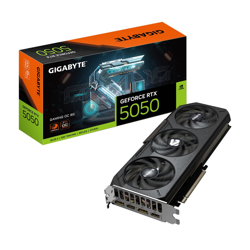 GIGABYTE GeForce RTX 5050 GAMING OC 8G Graphics Card - 8GB GDDR6, 128bit, PCI-E 5.0, 2632MHz Core Clock, 2 x DP, 2 x HDMI, NVIDIA DLSS 4, GV-N5050GAMI