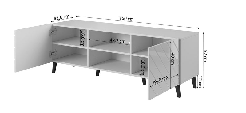Meuble TV ABETO 150x42x52 graphite/brillant
