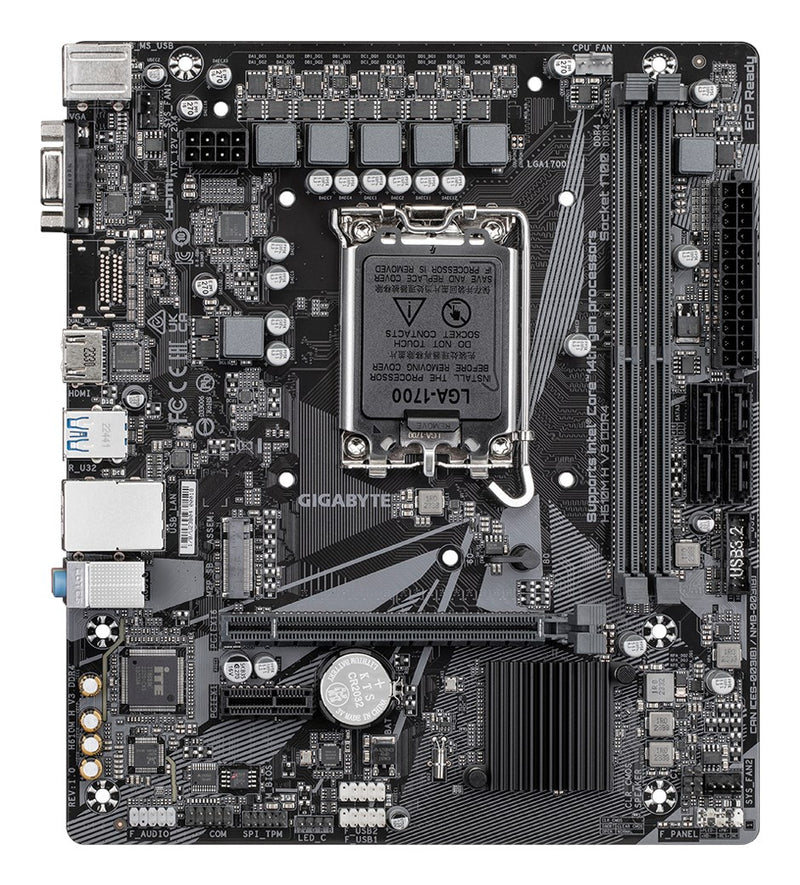 GIGABYTE H610M H V3 DDR4 Motherboard - Supports Intel Core 14th CPUs, 4+1+1 Hybrid Phases Digital VRM, up to 3200MHz DDR4, 1xPCIe 3.0 M.2, GbE LAN, US