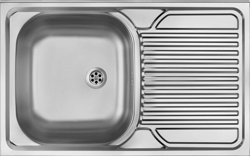 1-bowl steel sink with drainer on the right side - overlay