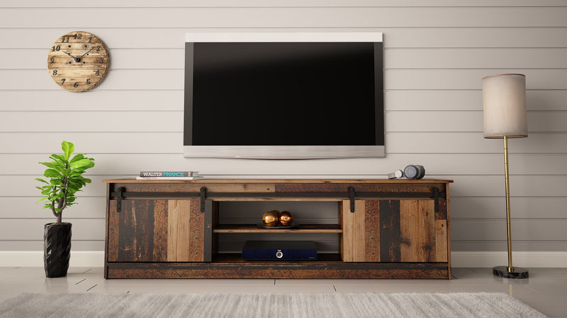 Meuble TV GRANERO 200x56,7x35 cm bois vieilli