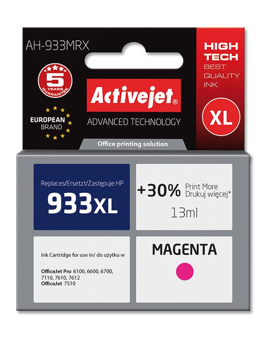 Activejet AH-933MRX ink for HP printer; HP 933XL CN055AE replacement; Premium; 13 ml; magenta