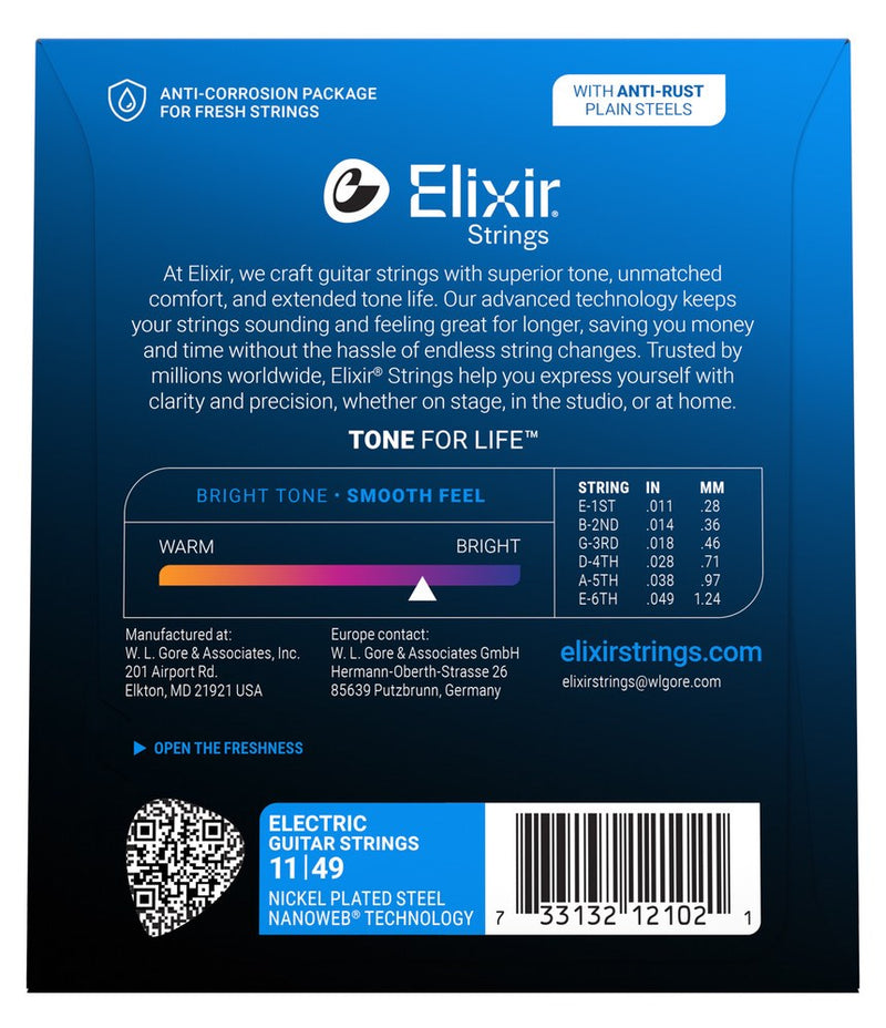 Elixir 12102 Medium (11-49) NW - electric guitar strings