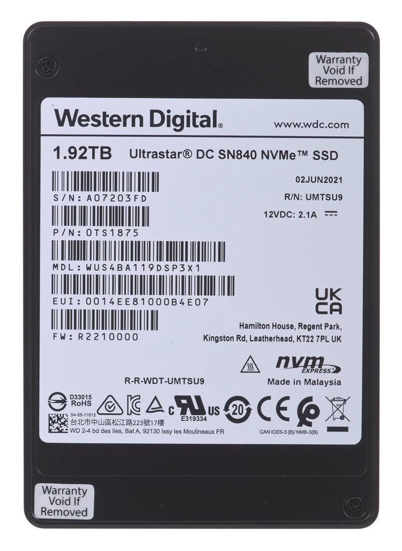 SSD Western Digital Ultrastar DC SN840 1.92TB U.2 NVMe PCIe 3.1 WUS4BA119DSP3X1 (1 DWPD) SE