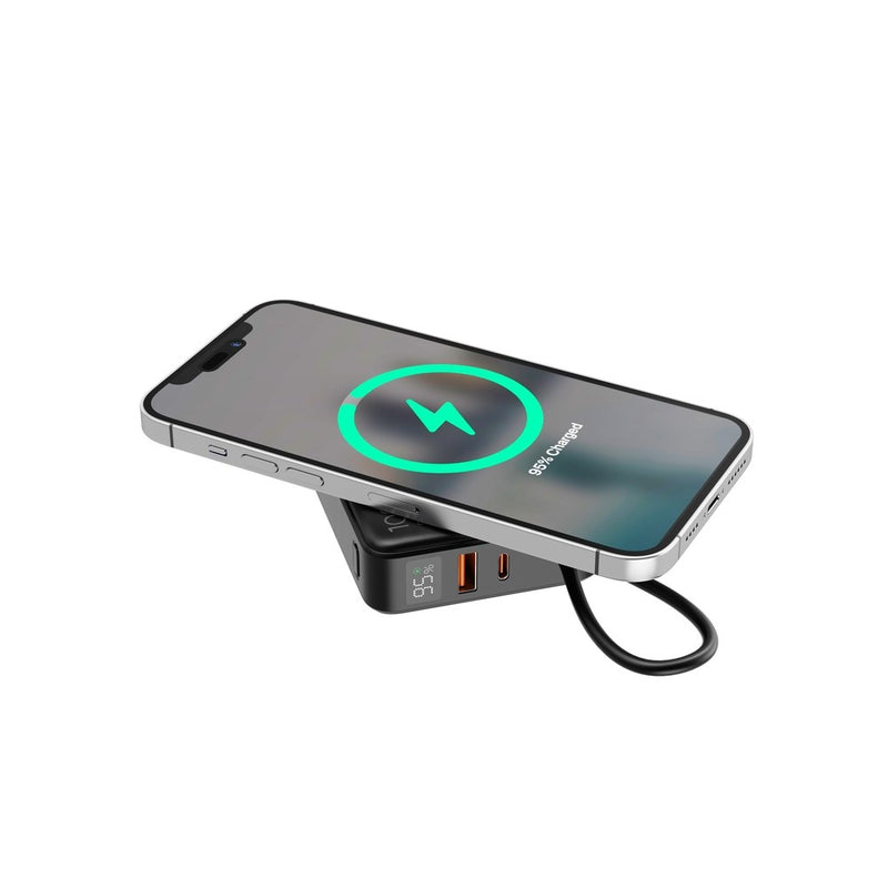 Gembird PB10-WPC15-LCD-01 Fast charging power bank with wireless charger, 20W, 10000 mAh, black