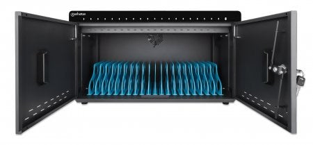Manhattan iPad to 11" 20-bay Charging Cabinet Desktop via USB-C, Also other tablets and smartphones (with device to USB-C cable), Bays 264x22x235mm, D