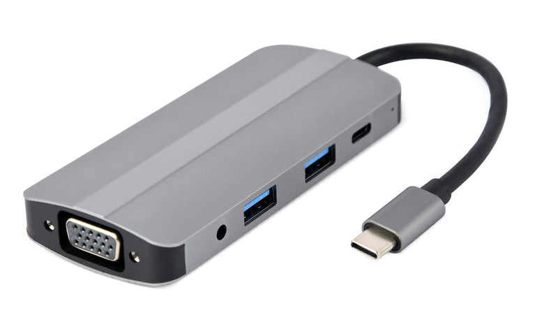 Gembird A-CM-COMBO8-02 notebook dock/port replicator USB Type-C Silver