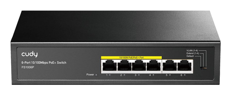 Cudy FS1006P network switch Unmanaged Fast Ethernet (10/100) Power over Ethernet (PoE) Black