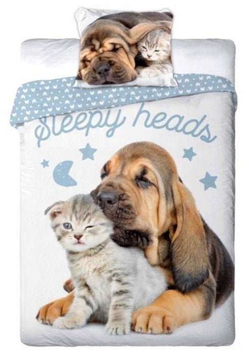 Youth bedding 012 BEST FRIENDS DOG AND CAT set 140x200cm + pillow 70x90cm