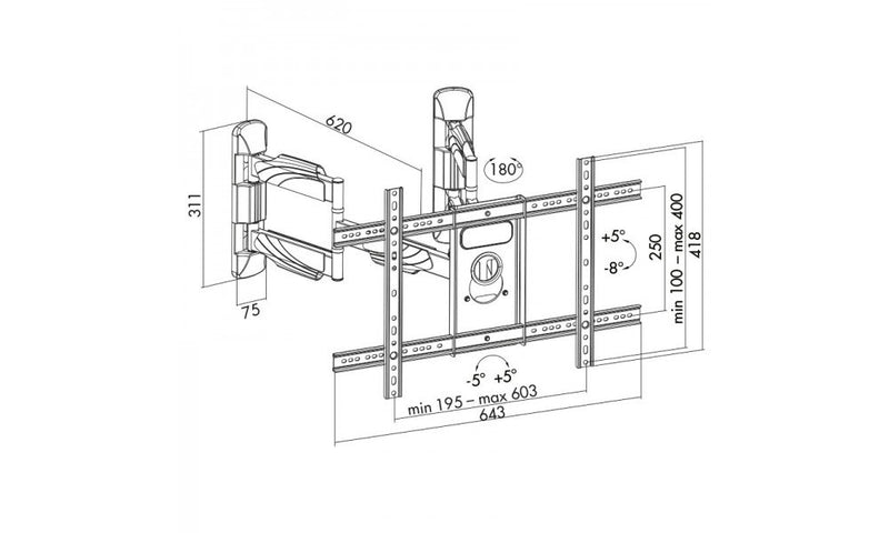 ART AR-85 LCD/LED TV MOUNT 32-70" 45KG VERTICAL/HORIZONTAL ADJUSTMENT